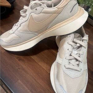 Nike Women's Cream and Gray Sneakers
